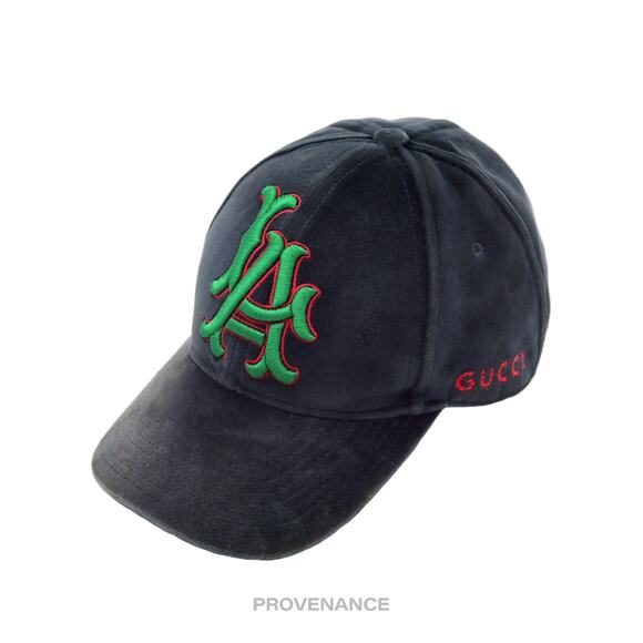 🔴 Gucci x MLB LA Angels Velour Hat Cap - Black Velour - Picture 1 of 10